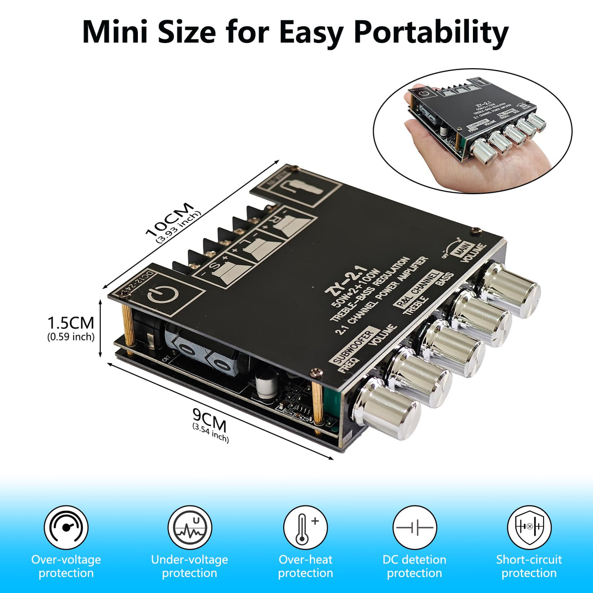 Generic compact design with large heat sink enabling reliable use in home studios.