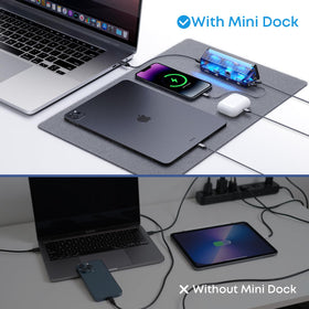 Generic dock packaging and manual displayed to show what’s included and setup guide
