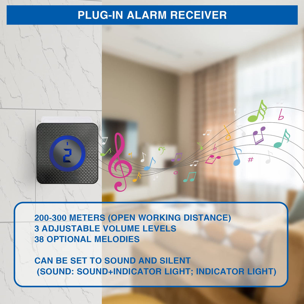Generic doorbell melody options allow customization for different entrances.