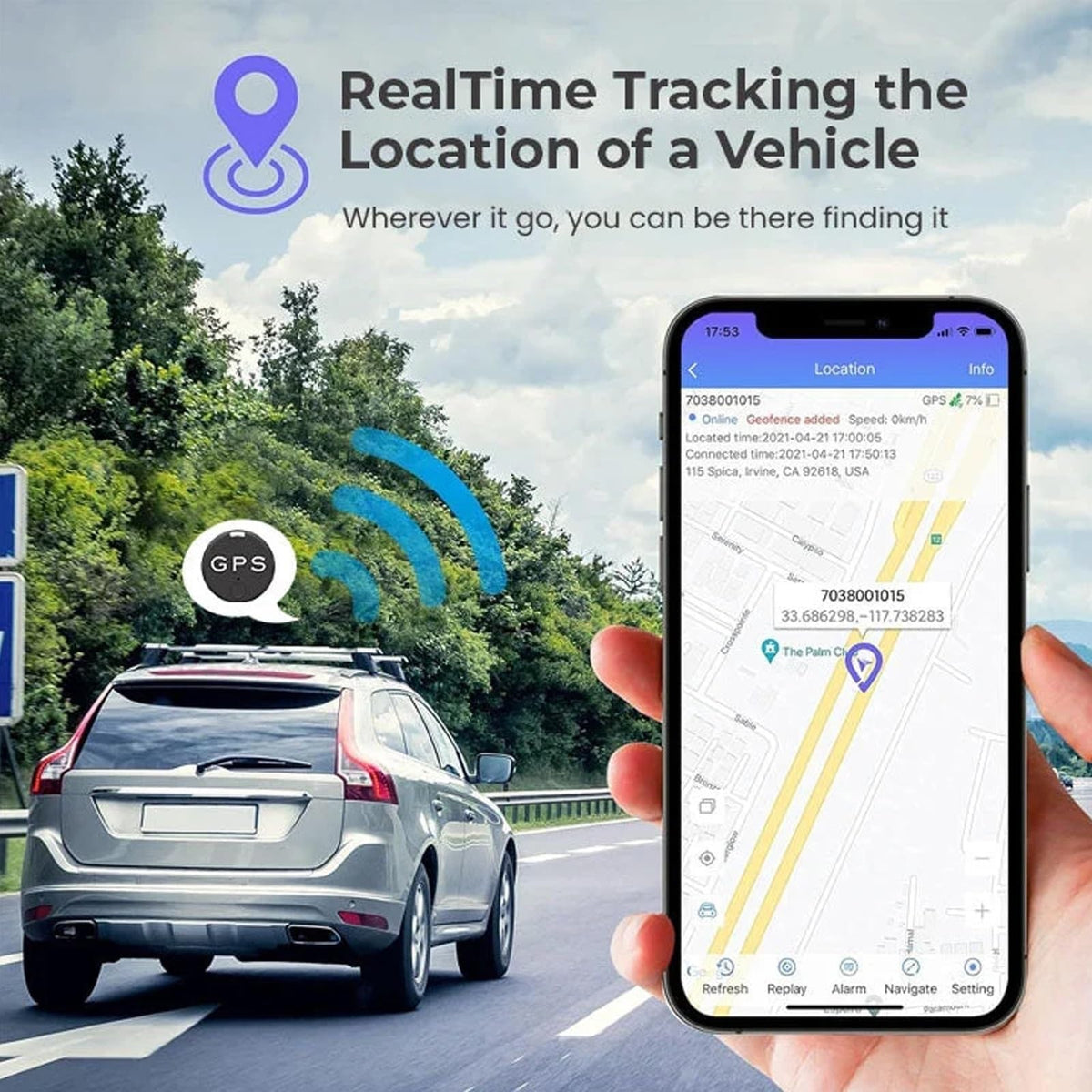 Generic EasyFind mini GPS tracker track playback shows location history