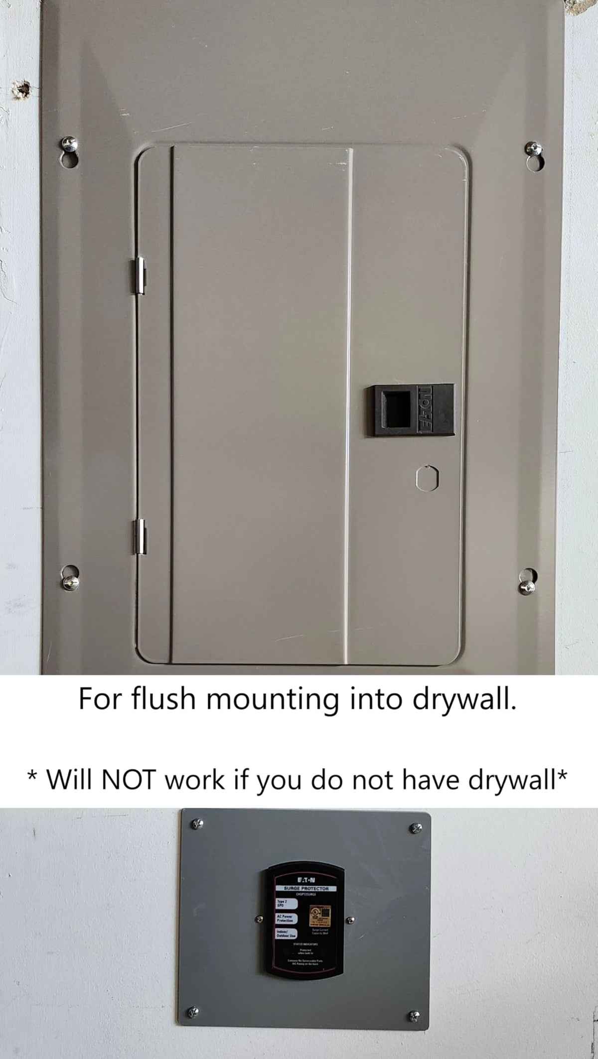 Generic flush mount plate shown with mounting hardware for easy installation.
