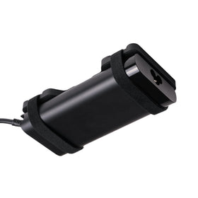 Generic front view of mounted laptop charger showing tidy desk benefit