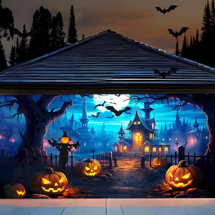 Generic banner front view showing full spooky moon night scene and curb appeal
