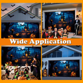 Generic banner mounted on garage demonstrating instant dramatic exterior decor