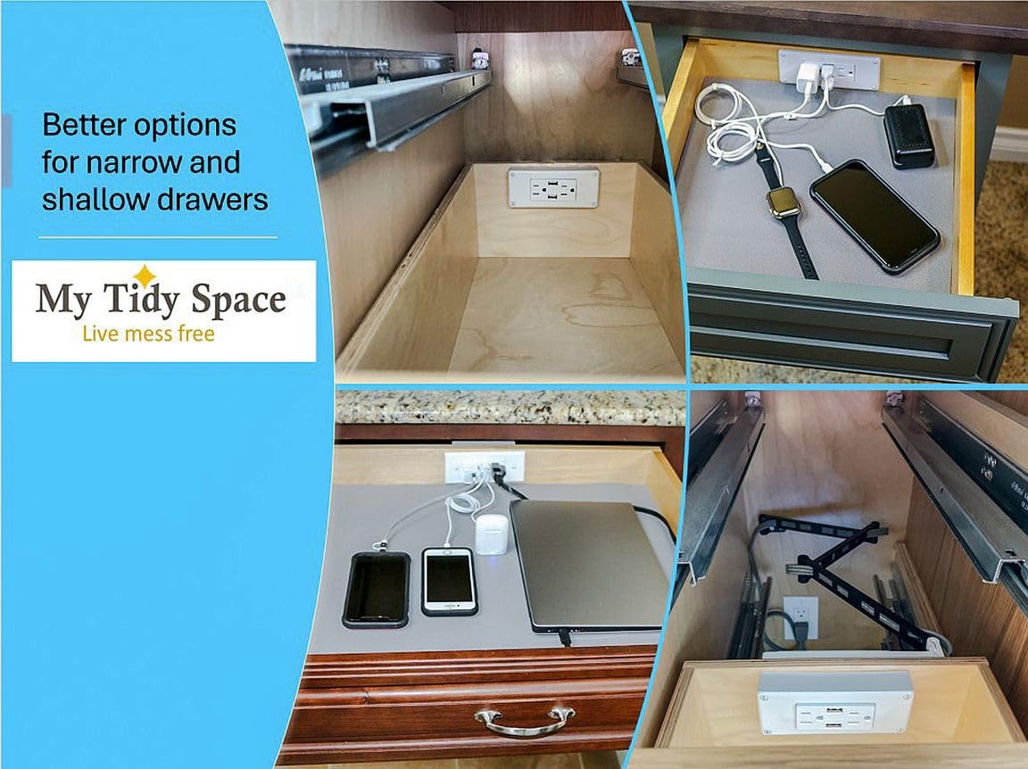 Retractable arm deployed for tidy cables and easy access.