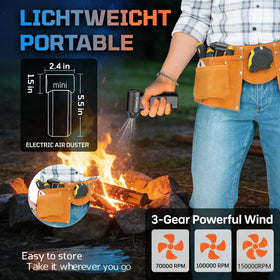 Generic hand-held scale comparison indicating the duster's lightweight portability