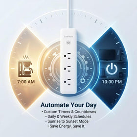 LINKVOLT power strip with 6-foot cord for flexible room placement.