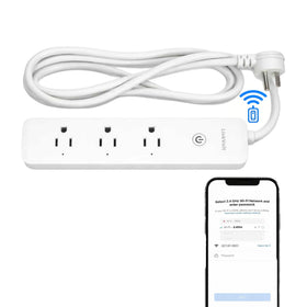 LINKVOLT Smart Power Strip front view with three outlets for easy control.