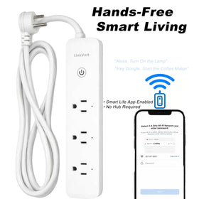 LINKVOLT Smart Power Strip connected to 2.4GHz WiFi for hub-free control.