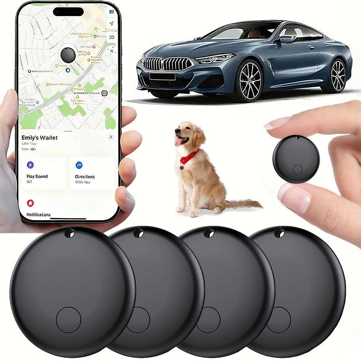Generic mini GPS tracker front view showing compact design and easy placement benefit