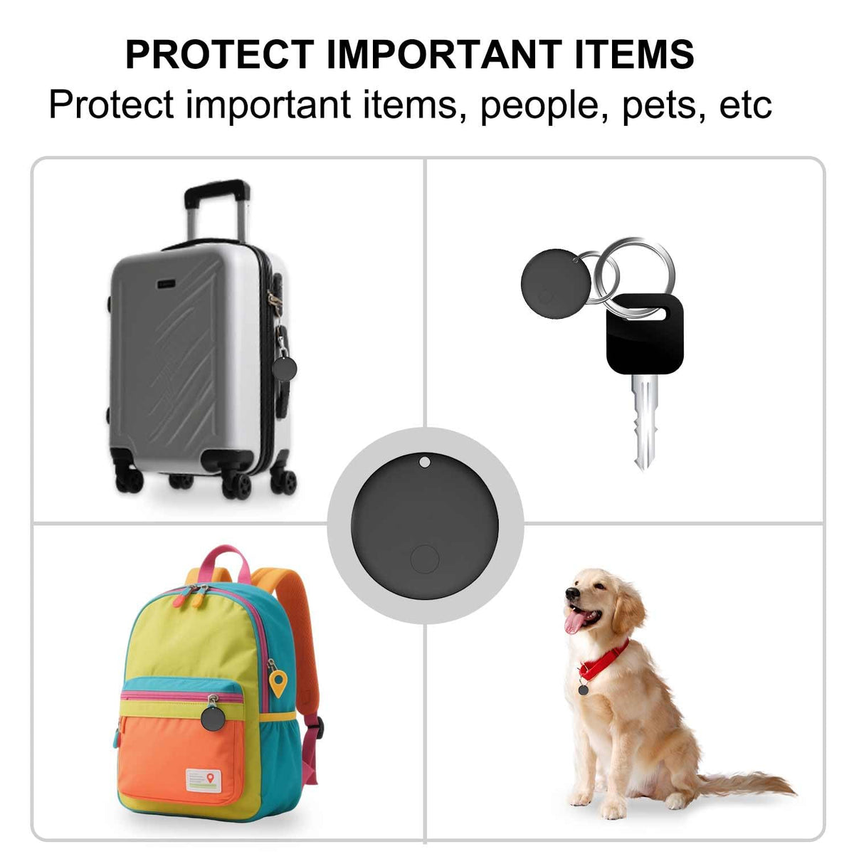 Generic Mini GPS Tracker portable keychain design for keys and bags.