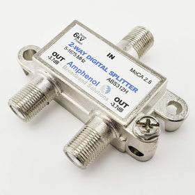 Generic MoCA 2.5 2-Way splitter rear panel with F-ports for simple setup.