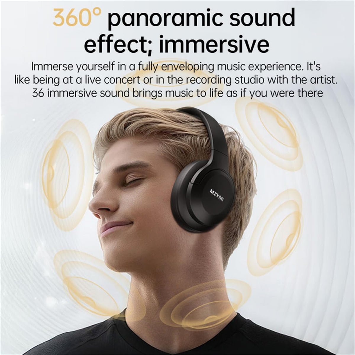Generic MZYMI wireless over-ear headphones closed-back design for immersive audio.