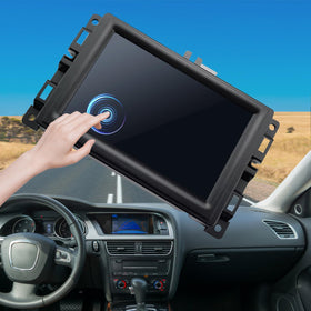 Generic 7-inch Uconnect replacement display for Jeep Compass in-dash view, improved infotainment clarity