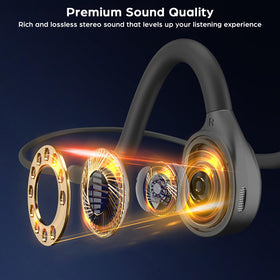 Generic Open Ear Headphones microphone enables clear calls in busy environments.