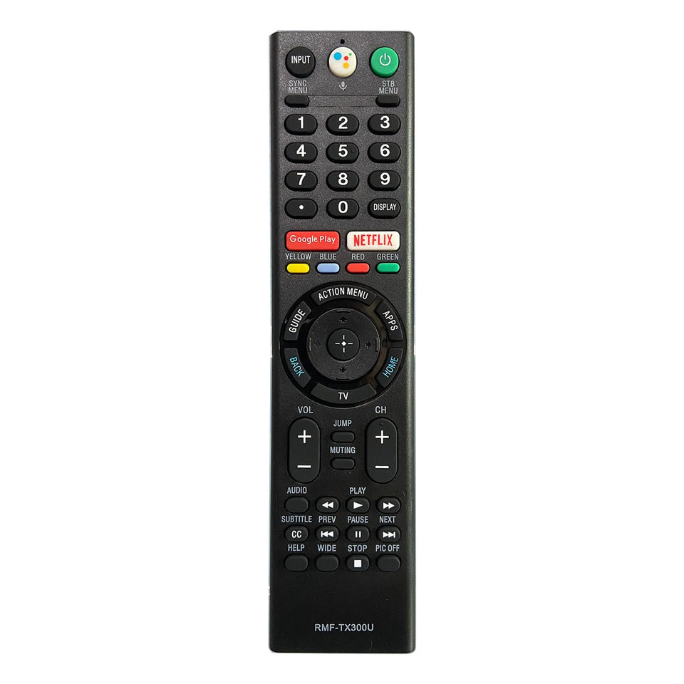 Generic RMF-TX300U remote front view showing ergonomic grip for comfortable control