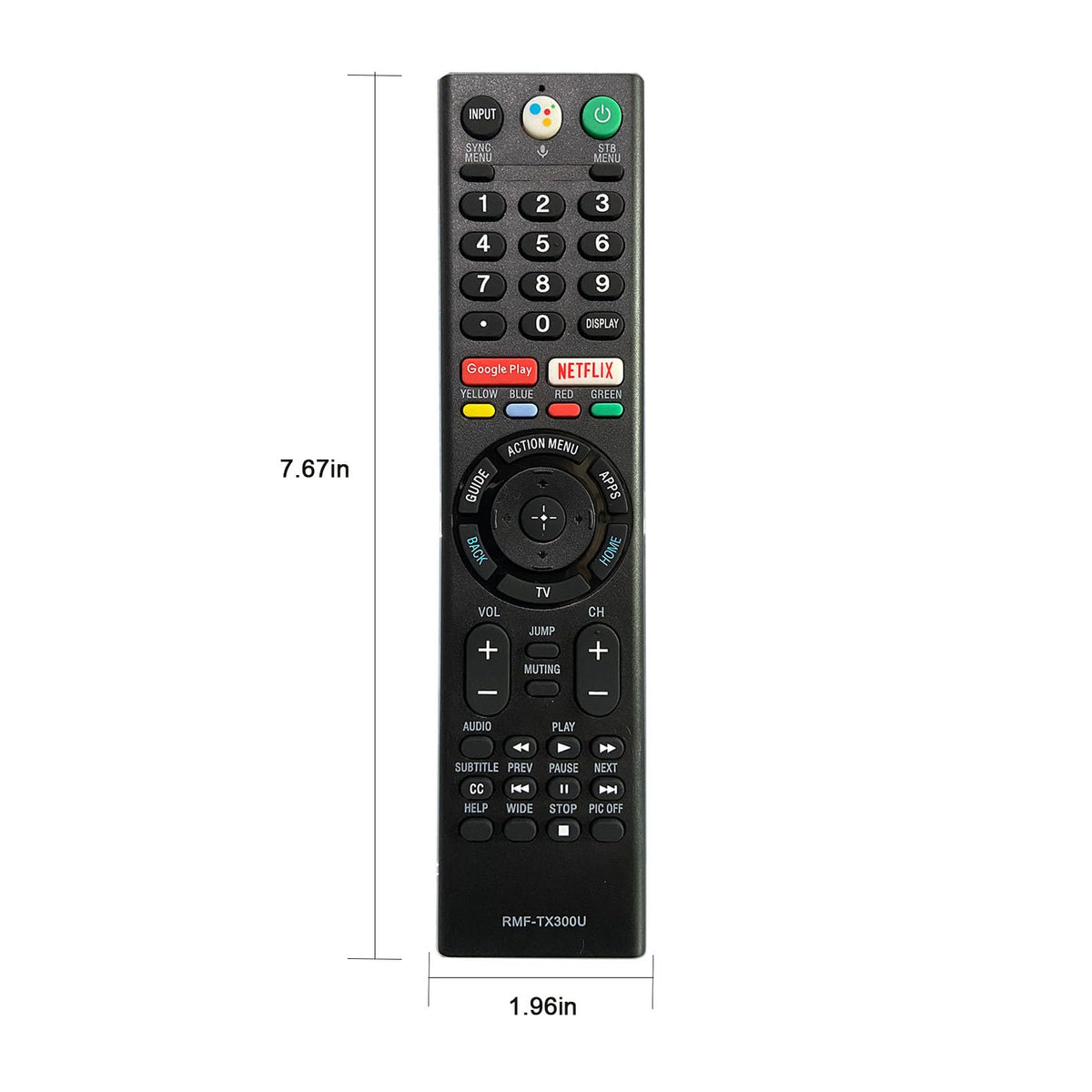 Generic RMF-TX300U packaging indicating replacement remote included