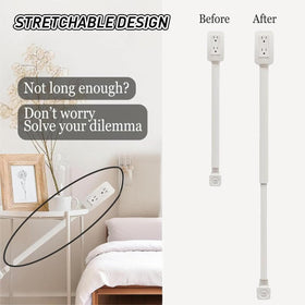 Generic extender behind a couch showing easy reach to outlets