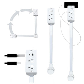 Generic rotating outlet extender with USB-A, USB-C and two AC outlets for versatile charging