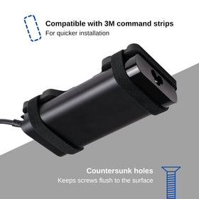 Generic side profile showing power brick held securely reducing cable strain