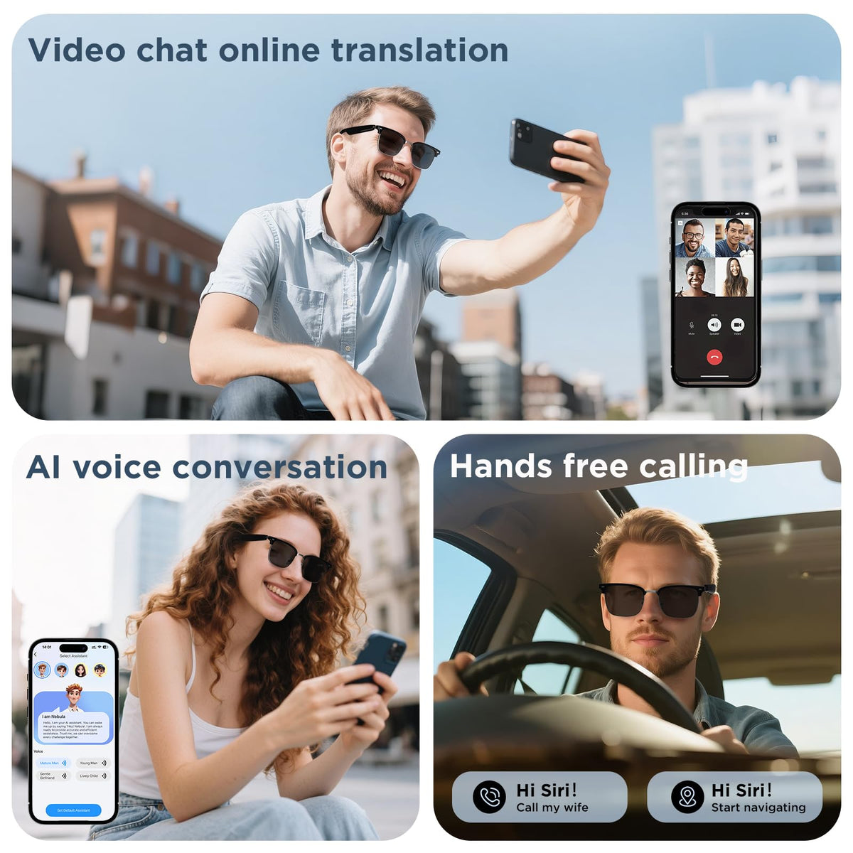 Generic Smart Sunglasses UV400 protection reduces glare for bright commutes