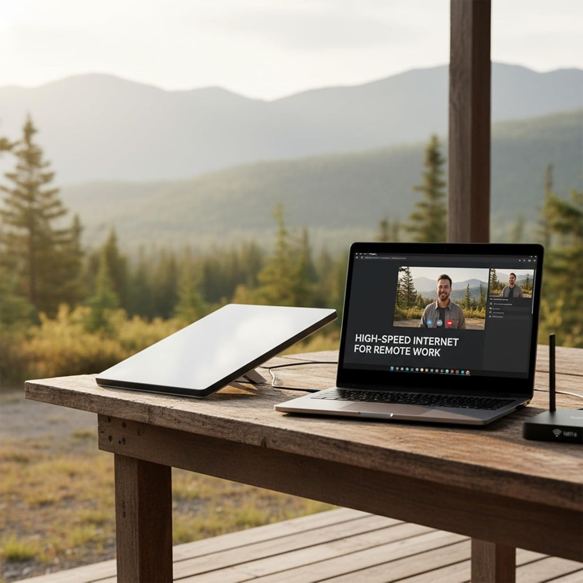 Generic Starlink Mini X Bundle camping location showcases versatile online access.