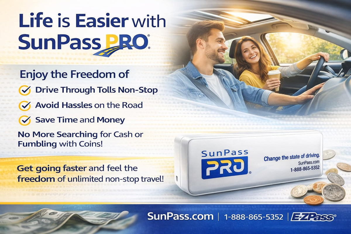 Generic SunPass PRO no monthly fees with toll usage.