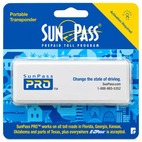 Generic SunPass PRO portable toll transponder front view enabling multi-state payments.