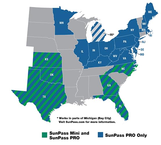 Generic SunPass Pro mounted on windshield for quick toll access