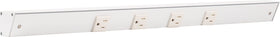 Generic Task Lighting APT angular power strip mounted under cabinet for easy outlet access.