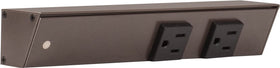Generic Task Lighting APT left 9in angled strip provides hidden under-cabinet outlets.