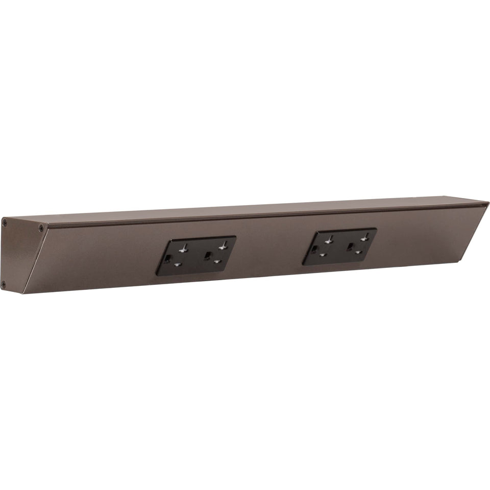 Generic TR Angle Power Strip under-cabinet with bronze finish providing hidden, accessible outlets.