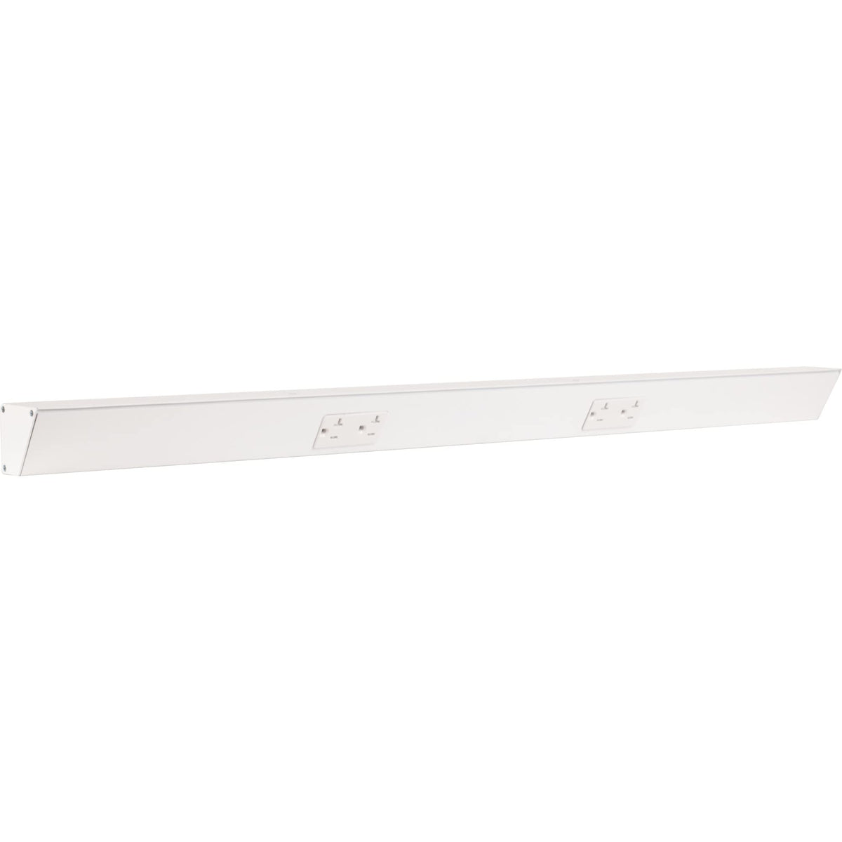 Generic TR Series angle power strip mounted under cabinet for hidden, convenient outlets.