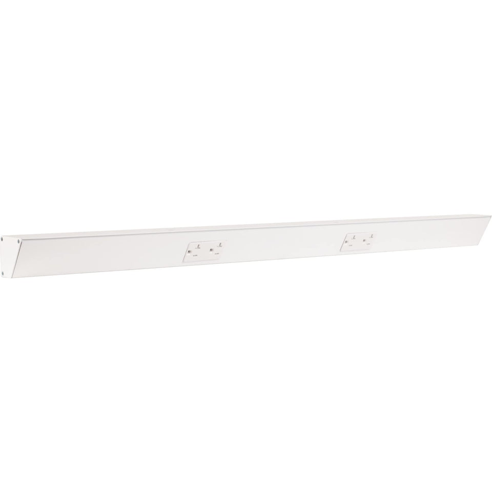 Generic TR Series angle power strip mounted under cabinet for hidden, convenient outlets.