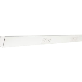 Generic TR Angle Power Strip mounted under a cabinet for clutter-free outlets.