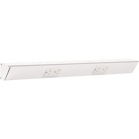 Generic TR Series under-cabinet angle power strip, front view, hides outlets for clean counters.