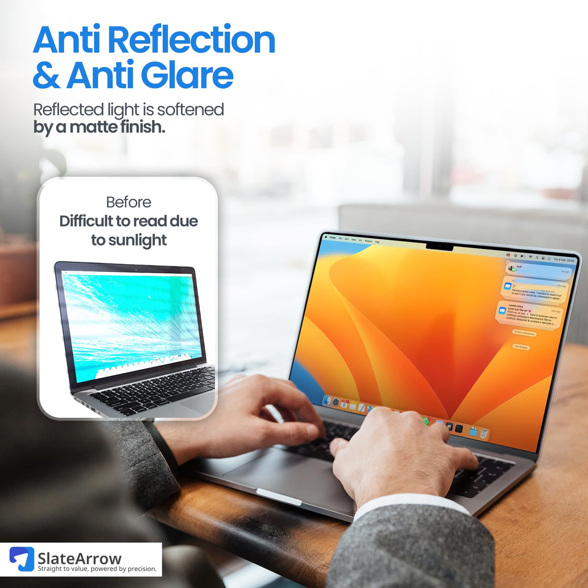 Generic Ultra-thin, durable privacy screen protects the display from scratches.