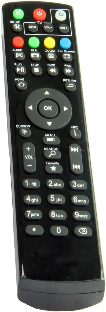 Generic Universal Super Box remote – buttons layout highlights simple cross-device control.