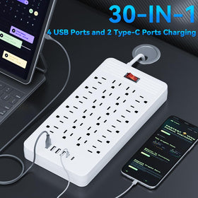 Generic vertical outlet layout highlighting space-saving design for desks and dorms