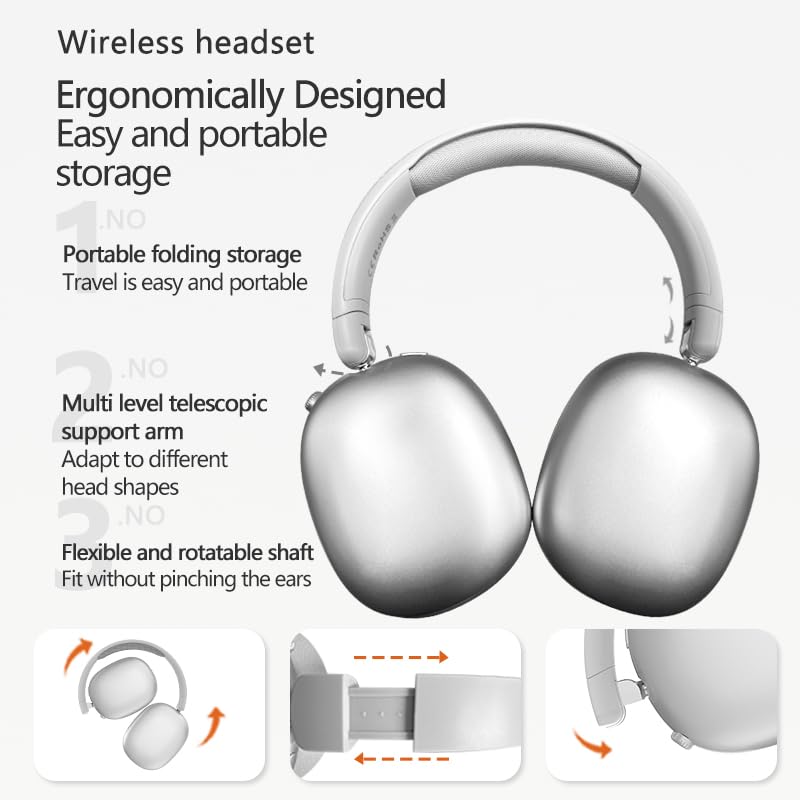 Generic wireless over-ear headphones worn on head for comfortable listening