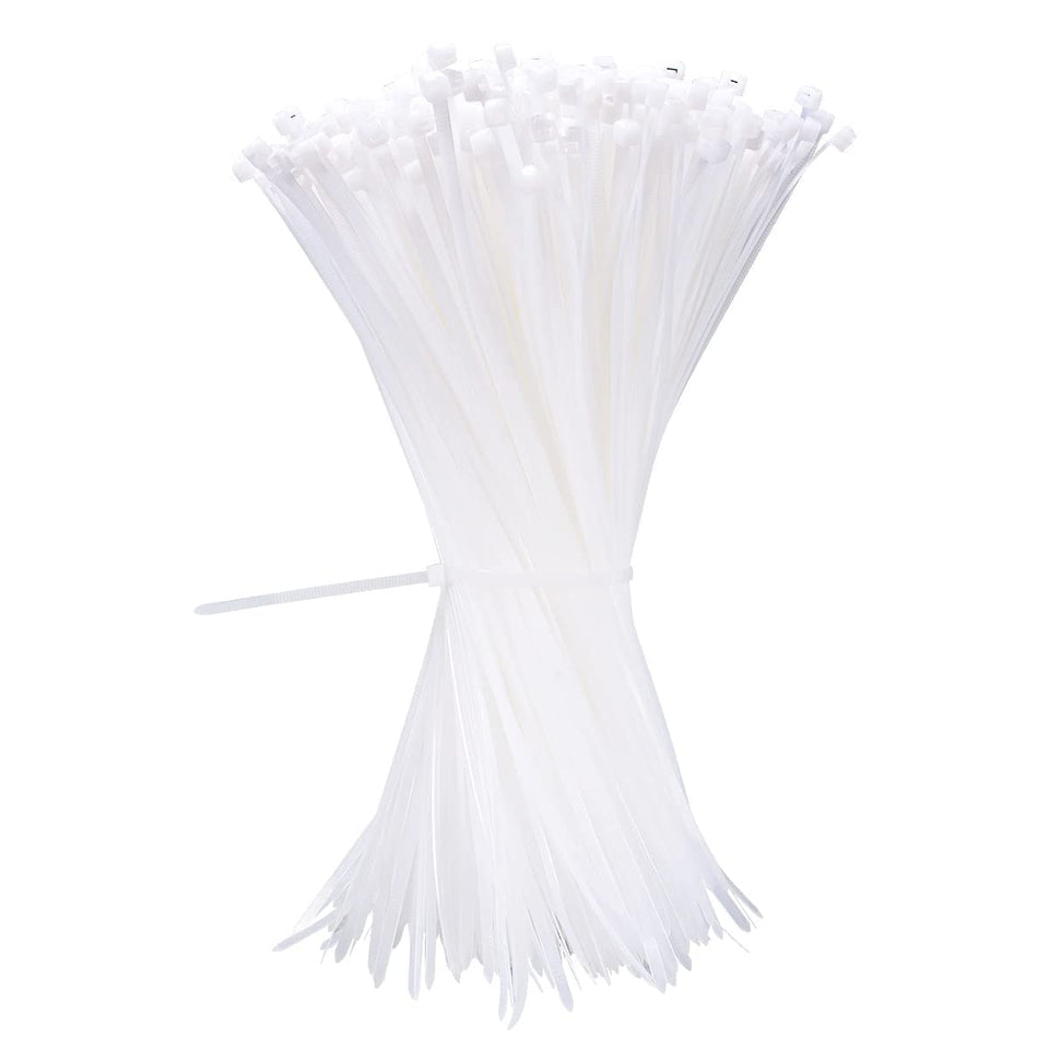 Generic Zcpotizi 12-inch white zip ties for 1000-pack, indoor and outdoor cable organization.