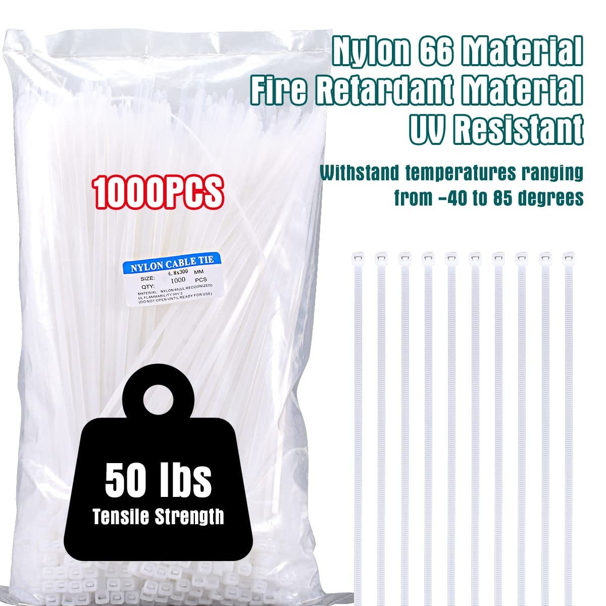 Generic Zcpotizi 12-inch ties support indoor-outdoor use for garden and fence tasks.