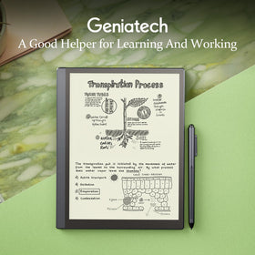 Geniatech Kloudnote Slim e-ink display close-up for glare-free reading.