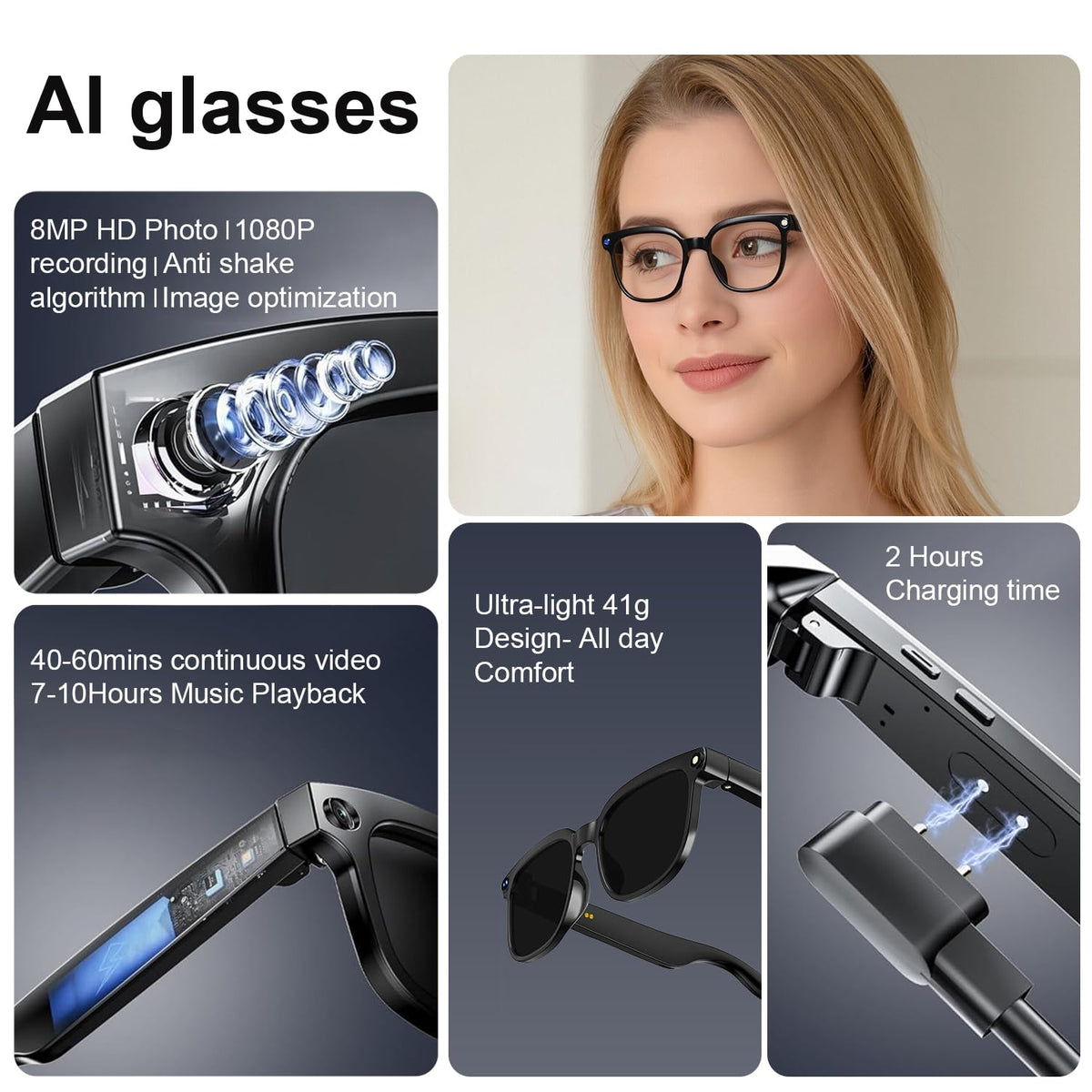 GenXenon AI Smart Glasses open-ear audio keeps you aware of surroundings.