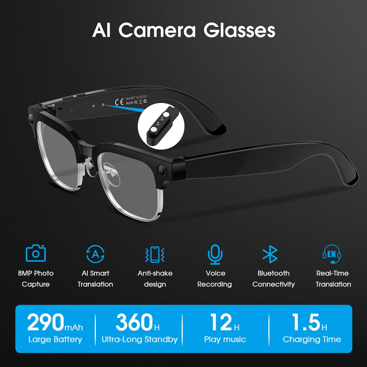 GenXenon AI Smart Glasses worn on model for immersive 4K video recording