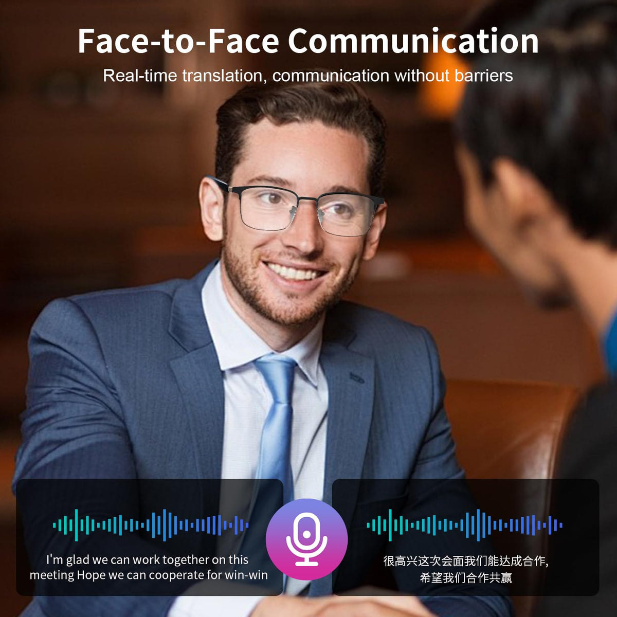 GenXenon AI translator glasses charging indicators on both sides