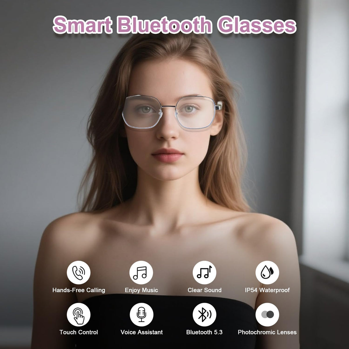GenXenon smart glasses with photochromic lenses adapting to light for indoor/outdoor use