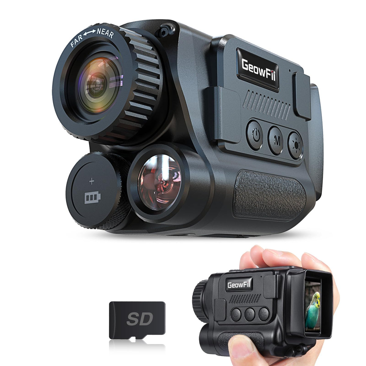 GeowFiiTech front view showing compact monocular design and easy grip