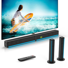 GEOYEAO 2.2 CH sound bar with RGB lighting enhances room ambience