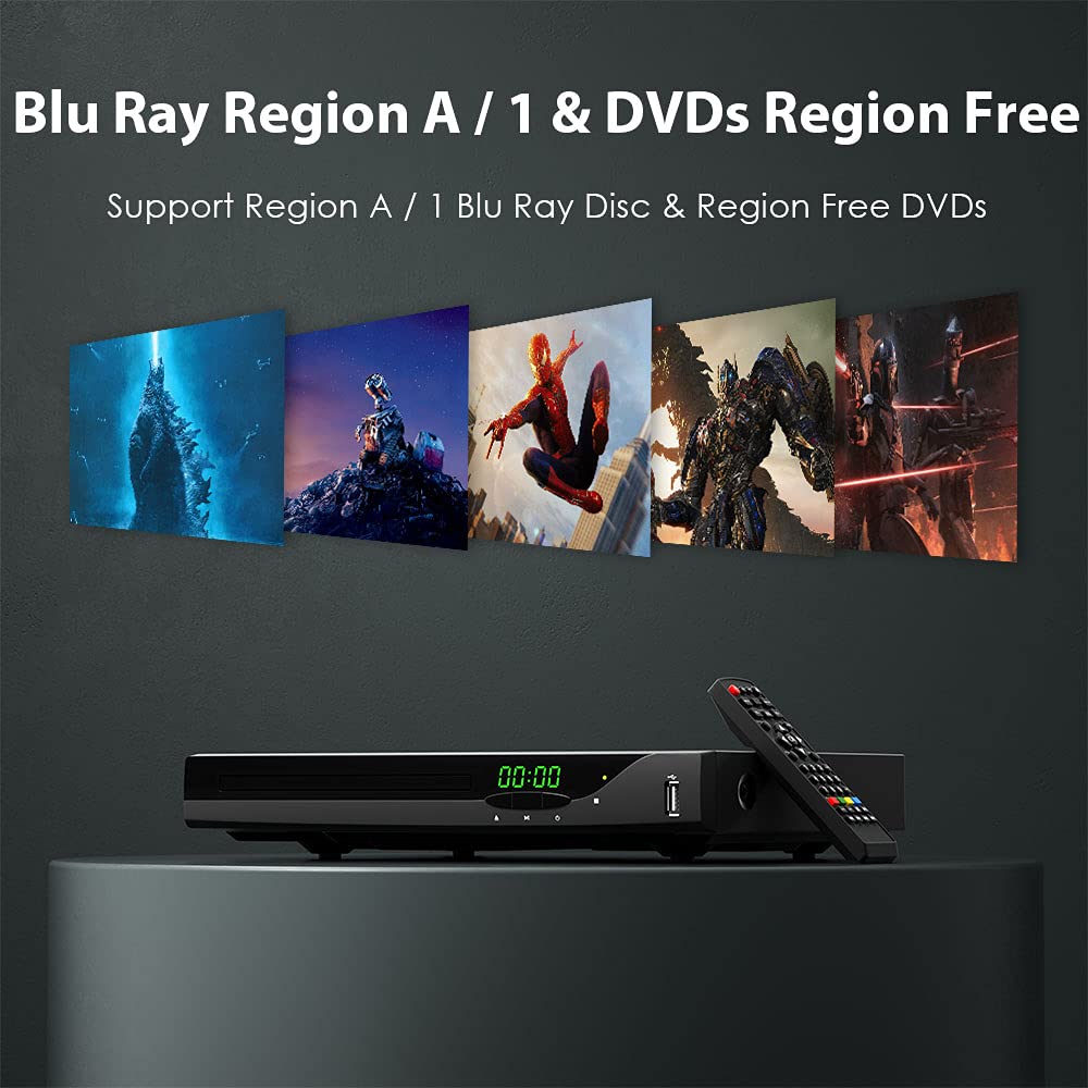 GEOYEAO player connected to a living room TV demonstrating home theater setup